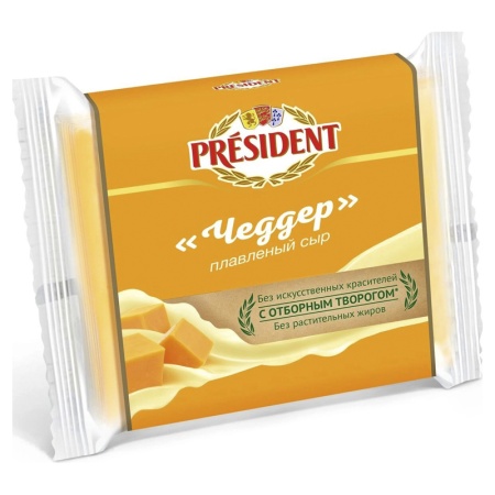 Сыр President Плавленый Чеддер 8шт 40% 150гр фл/п