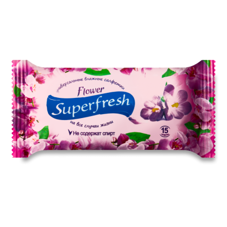 Салфетки Влажные Flower Superfresh 15шт