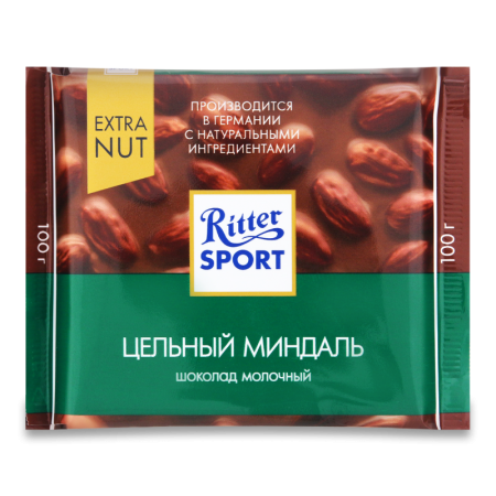 Шоколад Ritter Sport Молочный Цельный Миндаль 100гр п/п