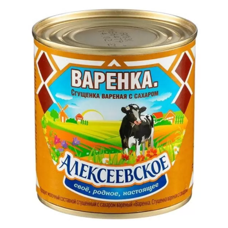 Молоко Алексеевское Сгущенное Варенка 4% 370гр ж/б Молоко Алексеевское Сгущенное Варенка 4% 370гр ж/б
