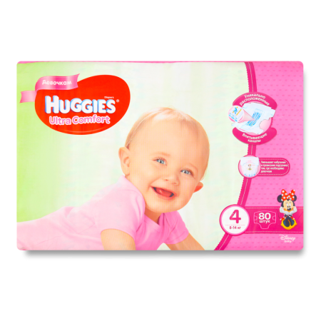 Подгузники Huggies д/девочек 8-14кг 4 80шт гр/уп