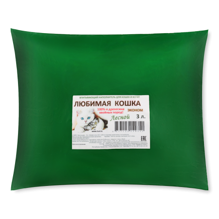 Наполнитель Любимая Кошка Эконом Лесной 3л Пакет