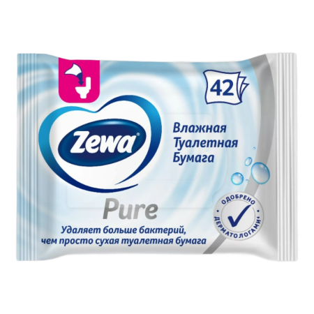 Бумага Туалетная Zewa Влажная Pure 42шт фл/п