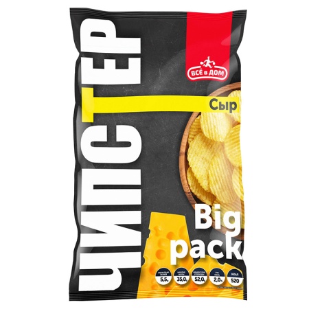 Чипсы Рифлёные Всё в Дом Картоф Сыр 150гр п/п