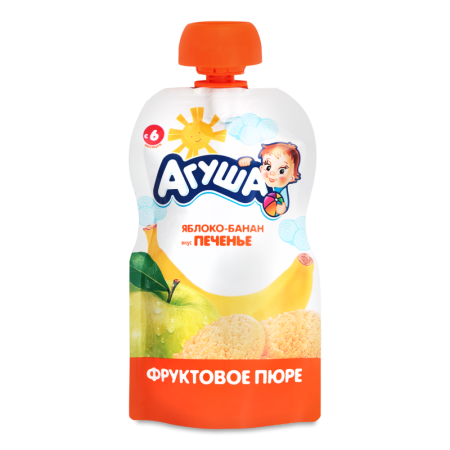 Пюре Для Детей от 6мес Фруктовое со Вкусом Печенья яблоко-банан Агуша д/п 90г