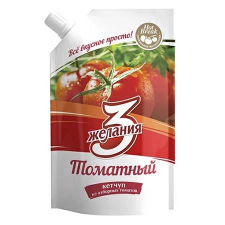 Кетчуп 3 Желания Томатный 450гр д/п