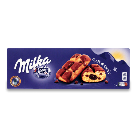 Пирожное Бисквитное с Шоколадной Начинкой и Кусочками Молочного Шоколада Milka к/у 5х35г