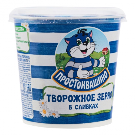 Продукт Творожный 7% Зерненый Творожное Зерно в Сливках Простоквашино ст 350г