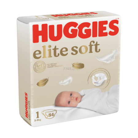 Подгузники Huggies Elite Soft до 5кг 1 84шт гр/уп
