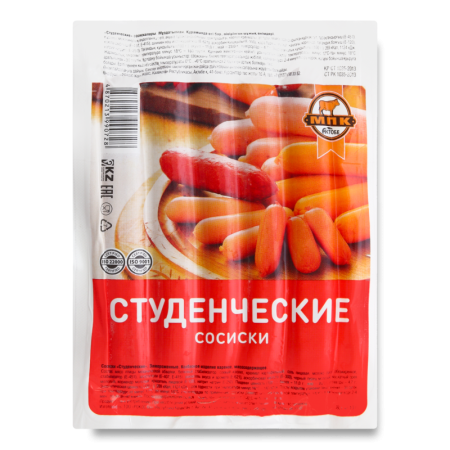 Сосиски Замороженные Студенческие Мпк Актобе м/у 380г