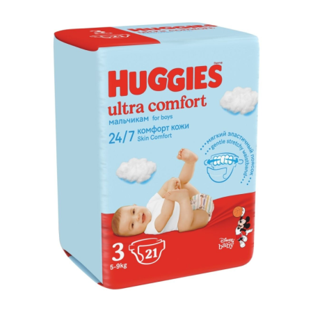 Подгузники Huggies д/мальчиков 5-9кг 3 21шт гр/уп