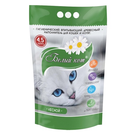 Наполнитель Белый Кот д/кошек Лесной 4,5л