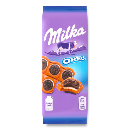 Шоколад Молочный c Круглым Печеньем Oreo с Начинкой со Вкусом Ванили Milka м/у 92г Шоколад Молочный c Круглым Печеньем Oreo с Начинкой со Вкусом Ванили Milka м/у 92г