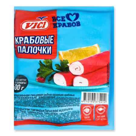 Палочки Крабовые Замороженные Пастеризованные Vici в/у 500г