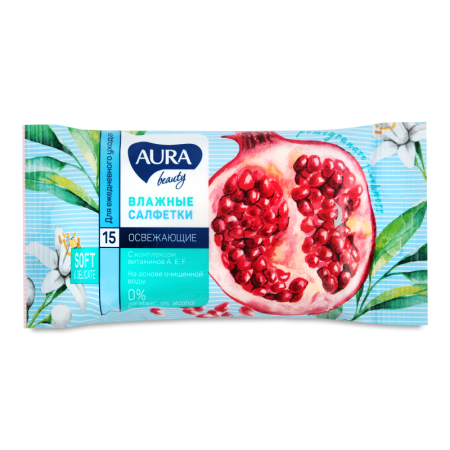 Салфетки Влажные Освежающие Beauty Aura 15шт