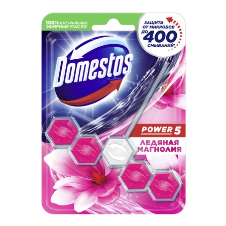 Блок Для Очищения Унитаза Power 5 Ледяная Магнолия Domestos 55г
