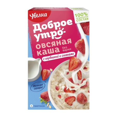 Каша Увелка Овсяная Клубника со Сливками 5пак*40гр Кор