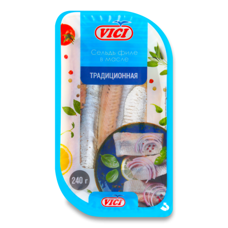 Сельдь Филе в Масле Традиционная Vici п/у 240г Сельдь Филе в Масле Традиционная Vici п/у 240г