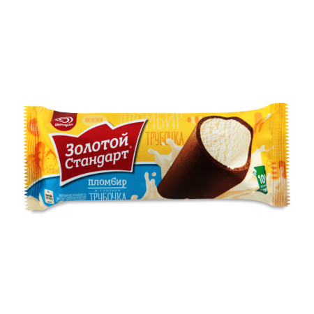 Мороженое 12% Пломбир в Глазури Трубочка Золотой Стандарт м/у 74г