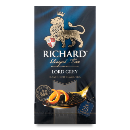 Чай Черный Листовой Цейлонский с Ароматом Бергамота и Лимона Royal Grey Richard к/у 25х2г