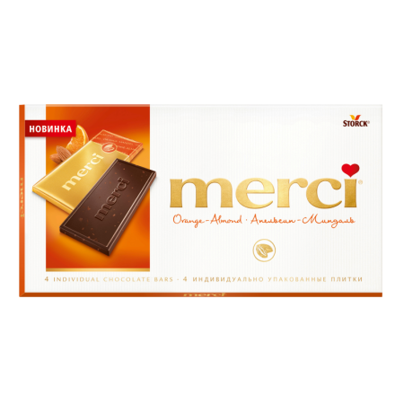 Шоколад Merci Горький с Соком Апел и Миндаля 100гр Кор