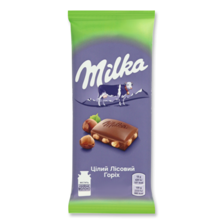Шоколад Молочный с Цельным Лесным Орехом Milka м/у 90г (Ресей/Россия ...