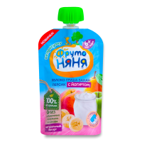 Пюре Фрутоняня яблоко/банан/груша/персик с Йогуртом +6м 90гр д/п