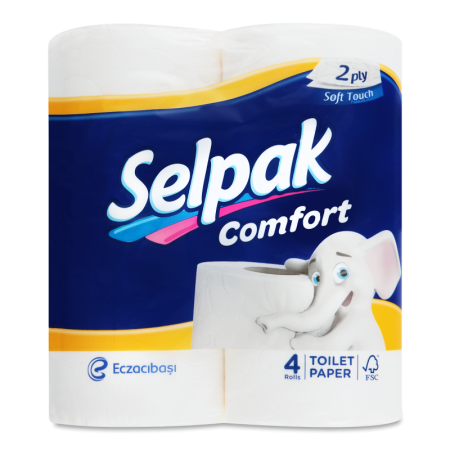 Бумага Туалетная Selpak Comfort 2-слойная 4шт гр/у