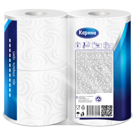 Бумага Туалетная Карина 3сл 4шт гр/уп Бумага Туалетная Карина 3сл 4шт гр/уп
