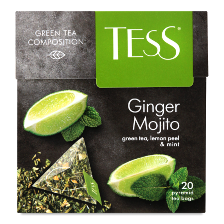 Чай Зеленый Байховый с Ароматом Мяты и Лайма и Растительными Компонентами Ginger Mojito Tess к/у 20х1.8г