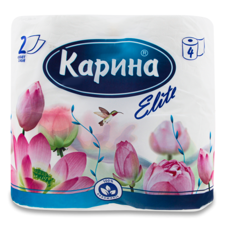 Бумага Туалетная 2-слойная Elite Карина 4шт