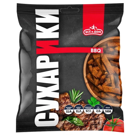 Сухарики Всё в Дом Барбекю 130гр п/п