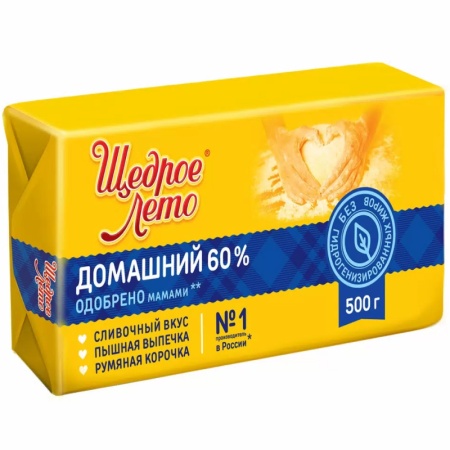 Маргарин Щедрое Лето Домашний 60% 500гр Кнврт