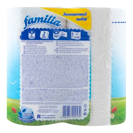 Бумага Туалетная Familia 2-слойная 4шт гр/уп