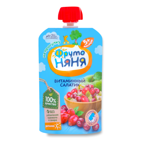 Пюре Фрутоняня Витаминный Салатик 5мес+ 90гр ябл/шипов/клюкв