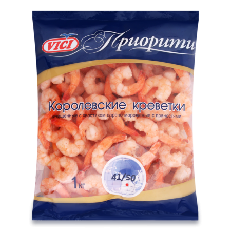 Креветки Белоногие Очищенные с Пряностями 41/50 Королевские Приорити Vici в/м с/х м/у 1000г