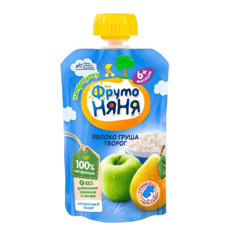 Пюре Фрутоняня из Яблок и Груш с Творогом 90гр Twa