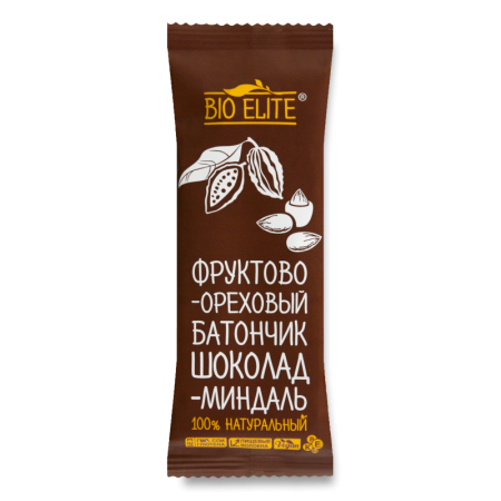 Батончик фруктово-ореховый шоколад-миндаль Bio Elite м/у 35г
