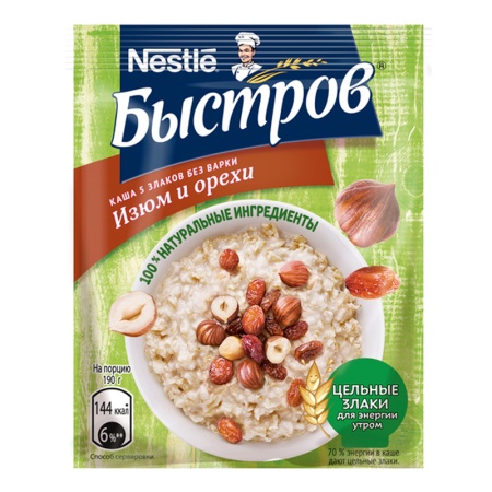 Каша Nestle Быстров 5 Злаков изюм/орех 40гр Саше