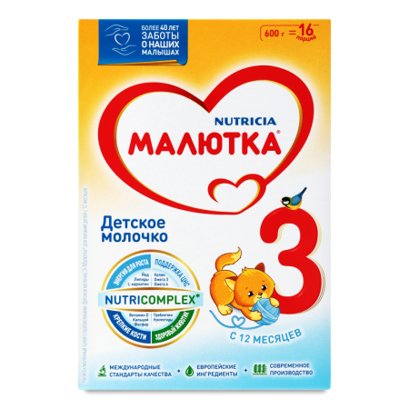 Напиток Молочный Сухой с Пребиотиками Для Детей от 12мес №3 Малютка к/у 600г