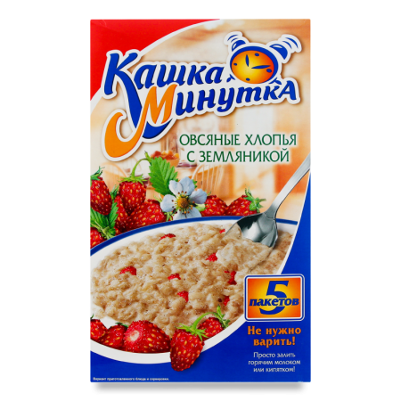 Хлопья Овсяные Быстрого Приготовления с Земляникой Кашка Минутка к/у 185г