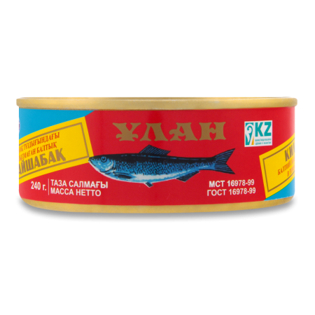 Килька Балтийская Неразделанная в Томатном Соусе Ұлан ж/б 240г