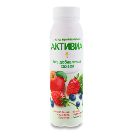 Биойогурт Активиа яблоко/клубника/черника б/сахара 260гр п/б