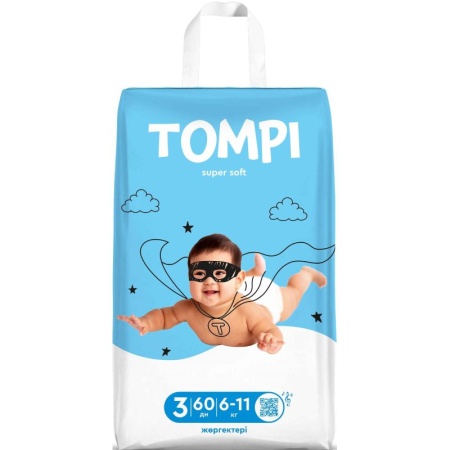 Подгузники Tompi Super Soft 3 6-11 60шт м гр/уп + 19шт