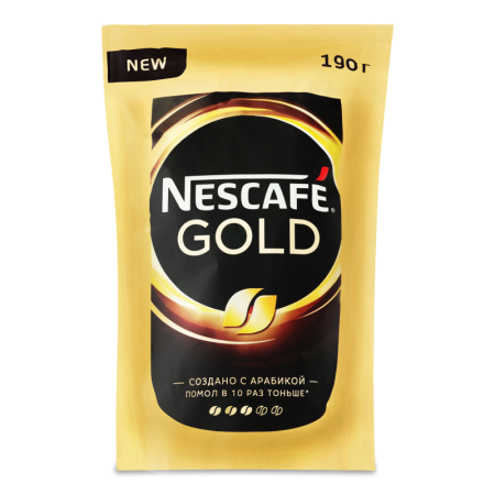 Кофе Натуральный Растворимый Сублимированный с Добавлением Натурального Жареного Молотого Кофе Gold Nescafe д/п 190г