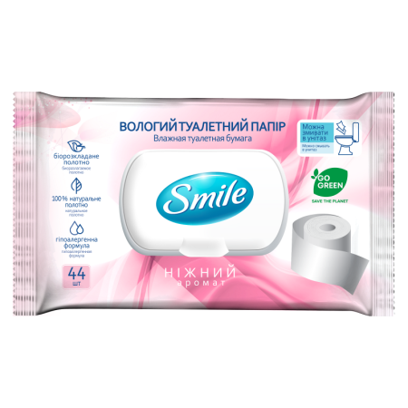Бумага Smile Влажная Туалетная с Клапаном д/взрослых 44шт фл/п Бумага Smile Влажная Туалетная с Клапаном д/взрослых 44шт фл/п