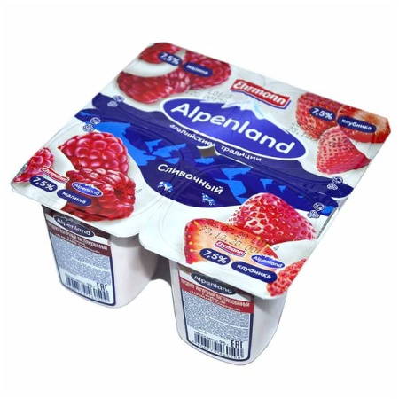 Йогурт Alpenland Сливоч малина/клубн 7,5% 100гр Стак Йогурт Alpenland Сливоч малина/клубн 7,5% 100гр Стак