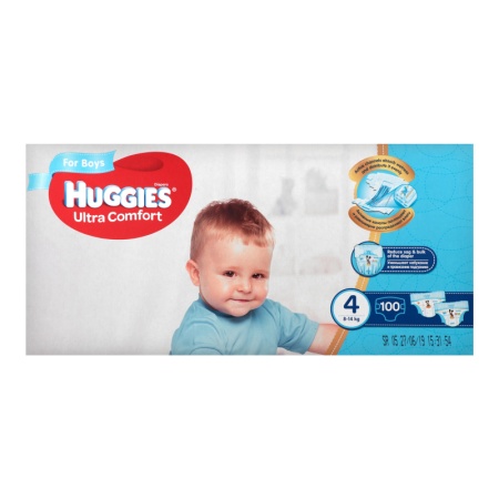 Подгузники Huggies Ultra Comfort д/мальчиков 4 8-14кг 100шт Кор