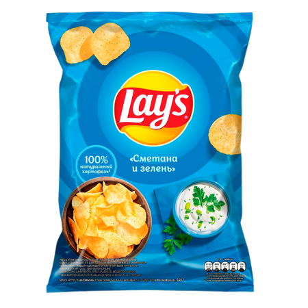 Чипсы Lays Сметана и Зелень 140гр п/п Чипсы Lays Сметана и Зелень 140гр п/п