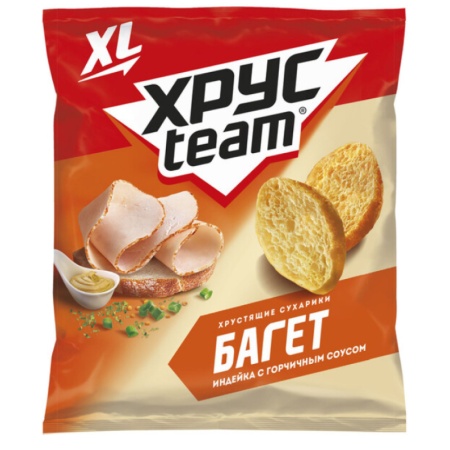 Сухарики Хрус Team Багет Индейка с Горчичным Соусом 100гр бл/у